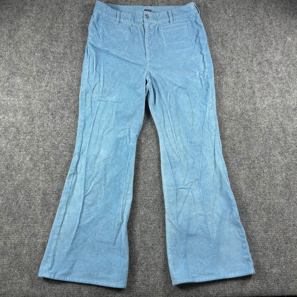 J.Crew Corduroy Pants‎ Womens 33 Blue Excellent Wide Leg Flare CN731 High Rise